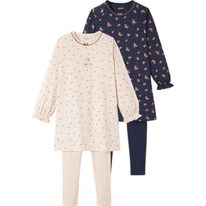 Vertbaudet Set met 2 nachthemden met bloemen + legging