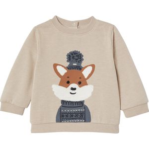 Sweatshirt - Beige - Jongensbaby - Gechineerd - Zacht Geborsteld Fleece