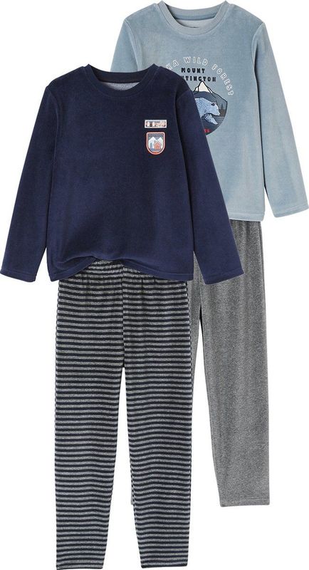 Vertbaudet - Set van 2 - Fluwelen Pyjama's - Natuur - Jongens