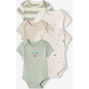 Vertbaudet - Set van 5 Rompertjes - Korte Mouwen - Baby - Strand