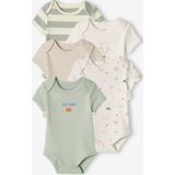 Vertbaudet - Set van 5 Rompertjes - Katoen - Strand - Korte Mouwen