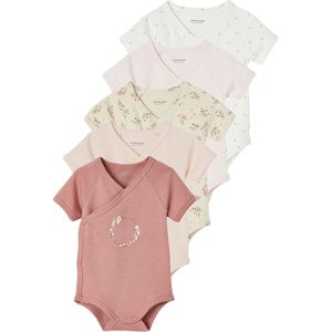 Vertbaudet - Set van 5 - Rompertjes - Multicolor - 100% Katoen, Korte Mouwen, Drukknopen