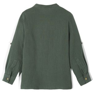 Jongenshemd - Indigokleur - Katoenen Gaas - Maokraag - Lange Mouwen