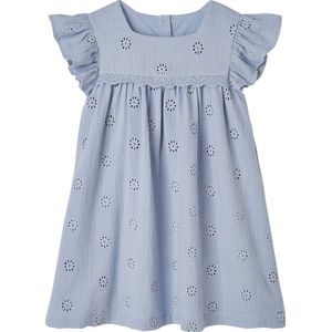 Bloemetjesjurk - Katoen - Saliegroen - Geborduurd - Korte Mouwen