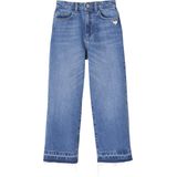 Vertbaudet Wijde meisjesjeans met rafels aan de onderkant