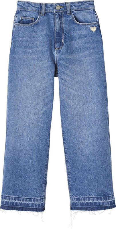 Vertbaudet Wijde meisjesjeans met rafels aan de onderkant