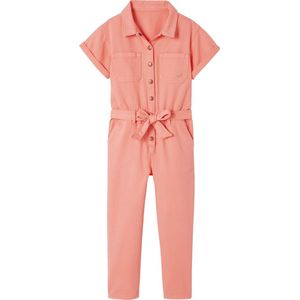 Jumpsuit - Meisjes - Perzik - Katoen - Knoopsluiting, Elastische Tailleband, 2 Klepzakken