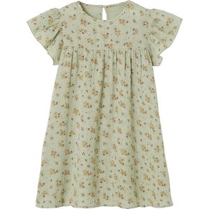 Meisjesjurkje - Terracottategel - Bedrukt Katoengaas - Vlindermouwtjes