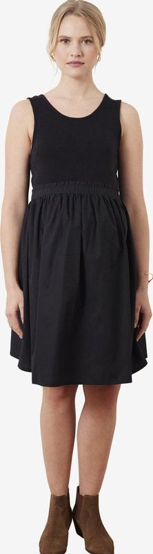 Jerseyjurk - Zwart - Katoenpopeline en Geribd Breisel