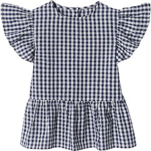 Blouse - Geruit - Katoen - Vlindermouwen