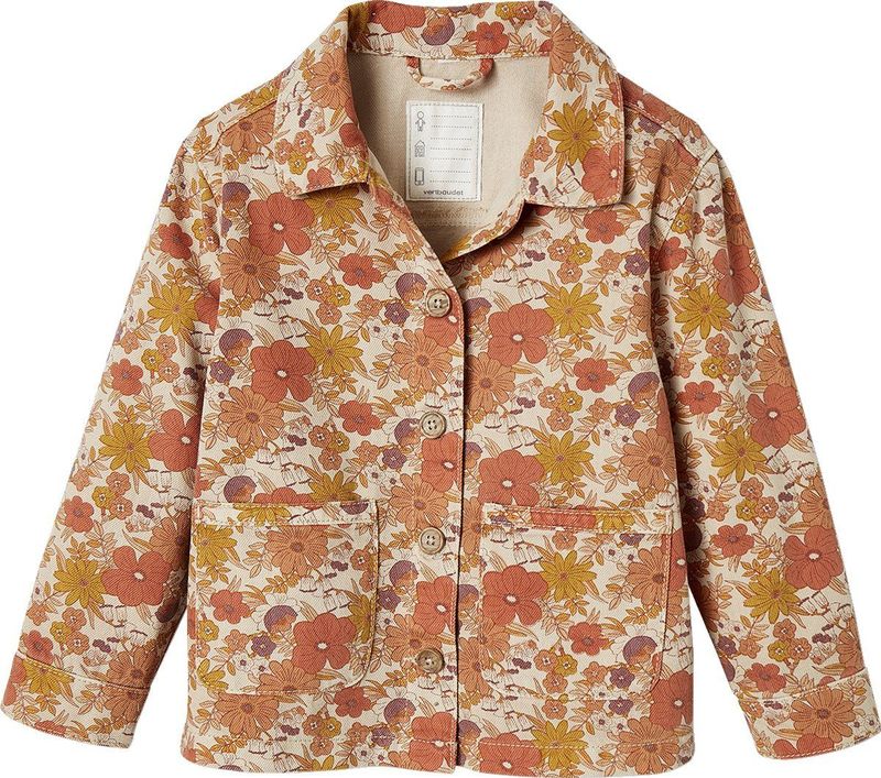 Jas - Bloemenprint - Katoen - Knoopsluiting - Geplakte Zakken