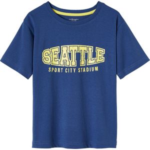 Vertbaudet - T-shirt - Blauw - College-uitstraling - Korte Mouwen - Jongenssportshirt van Katoen