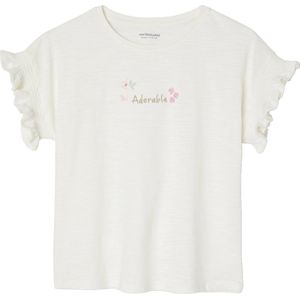 Vertbaudet Geborduurd meisjes-T-shirt met 'adorable' korte mouwen gesmokt