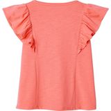 Meisjesshirt - Ronde Hals - Ruches Voor en Achter - Gevlamd Katoen