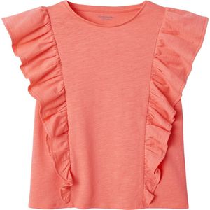 Meisjesshirt - Ronde Hals - Ruches Voor en Achter - Gevlamd Katoen