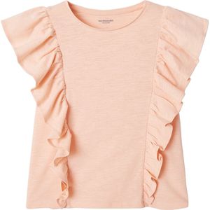 Vertbaudet - Meisjesshirt - Ruches - Ronde Hals - 100% Gevlamd Katoen