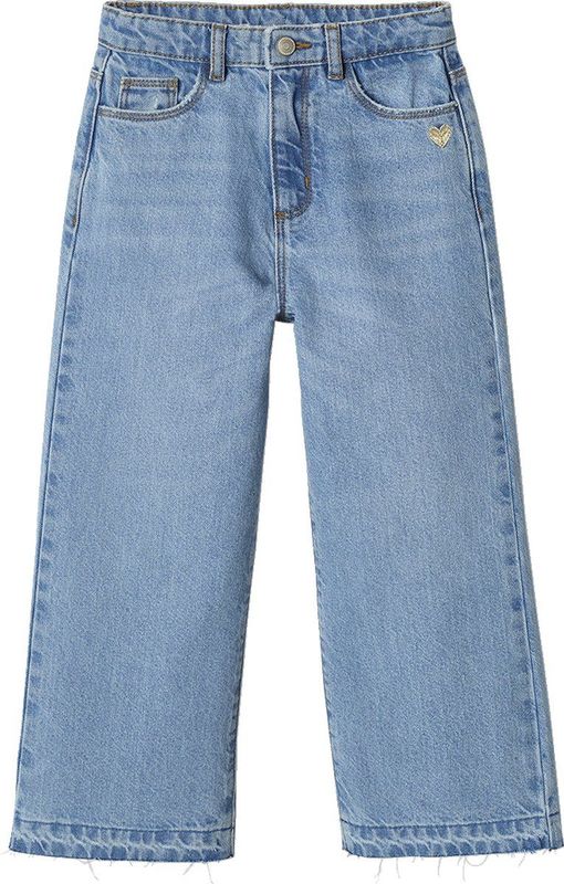 Vertbaudet Wijde meisjesjeans met rafels aan de onderkant