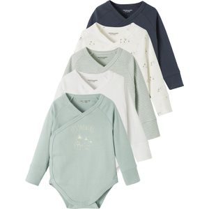 Set van 5 Meegroei Rompertjes - Grijsblauw - Voor Pasgeboren Baby's