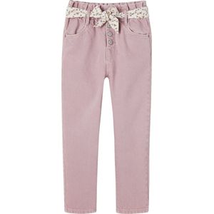 Vertbaudet Paperbag broek voor meisjes met sjaal-riem met bloemen