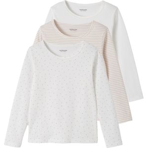 Set van 3 T-shirts voor Meisjes - Nude - Lange Mouwen - 100% Katoen