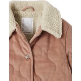Gewatteerd - Fluwelen Meisjesjas - Rouge - Met Sherpa Voering