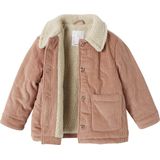 Gewatteerd - Fluwelen Meisjesjas - Rouge - Met Sherpa Voering