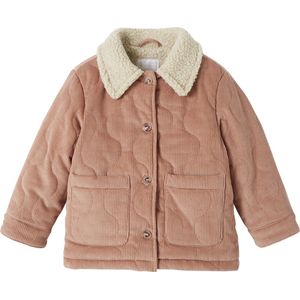 Gewatteerd - Fluwelen Meisjesjas - Rouge - Met Sherpa Voering