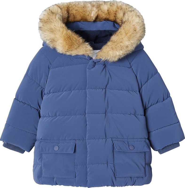 Gevoerde Donsjas - Indigoblauw - Voor Baby's - Imitatiebont - Gerecycled Polyester Vulling