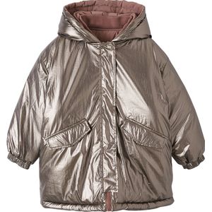 Omkeerbare Parka - Zilver - 1 Kant Metallic Effect - 1 Kant Donsjas - Gerecycled Polyester