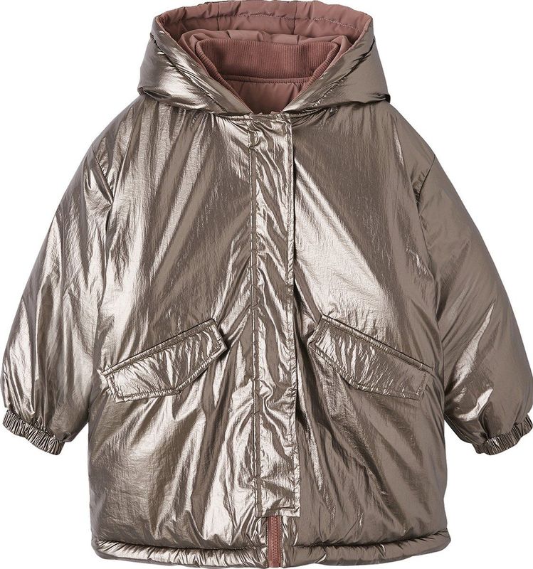 Omkeerbare Parka - Zilver - 1 Kant Metallic Effect - 1 Kant Donsjas - Gerecycled Polyester