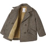 Geruite - Meisjesjas - Beige - Wol - Sherpa Voering - Gerecycled Polyester