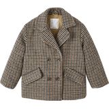 Geruite - Meisjesjas - Beige - Wol - Sherpa Voering - Gerecycled Polyester