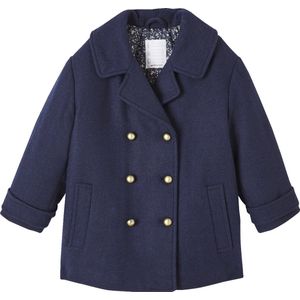 Officiersjas - Meisjes - Tussenjas - Marineblauw - Van Wol met Gebloemde Voering