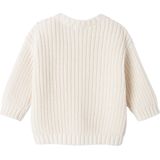 Geribde Babytrui - Ecru - Kabeltrui - Drukknoopsluiting op de Schouder - Raglanmouwen