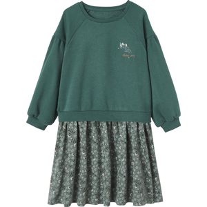 Meisjesjurk van bimateriaal groen
