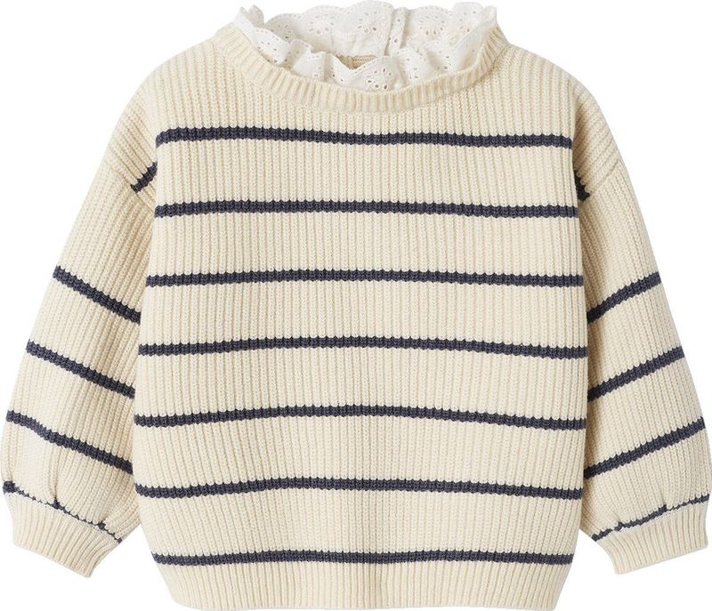 Vertbaudet Geparelde ribtrui voor baby' met kraag met Engels borduurwerk