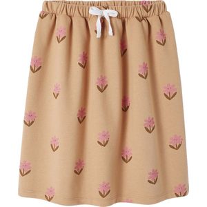 Vertbaudet - Gebloemde Halflange Fleece Rok - Meisjes - Roze - Fleece
