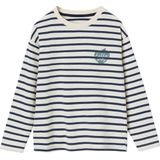 Meisjesshirt - Lange Mouwen - Blauw - Gestreept - Van Zuiver Katoen
