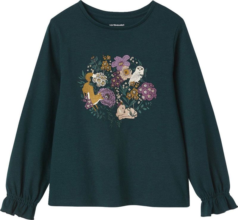 Vertbaudet - Romantisch T-shirt - Meisjes - Met Decoratief Motief - Lange Mouwen