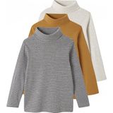 Set van 3 T-shirts - Okergeel - Jongens - Rolkraag - Lange Mouwen