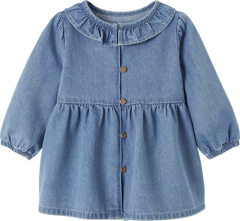 Denim - Babyjurk - Stone - 100% Katoen - Kraag met Ruches