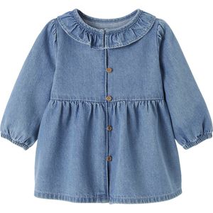 Denim - Babyjurk - Blauw - 100% Katoen - Kraag met Ruches