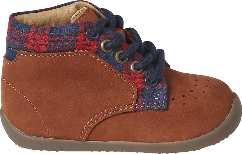 Vertbaudet - Enkellaarsjes - Chocoladebruin - Nubuckleer met Ruitmotief