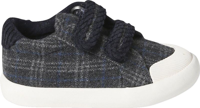 Textielen sneakers met klittenband voor baby grijs, geruit