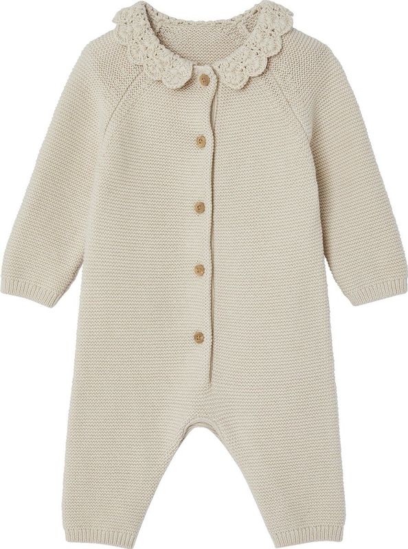 Boxpakje - Ecru - Gebreid - Met Gehaakte Kraag - Katoen