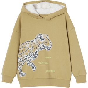 Vertbaudet Jongenssweater met dinomotief en sherpagevoerde capuchon