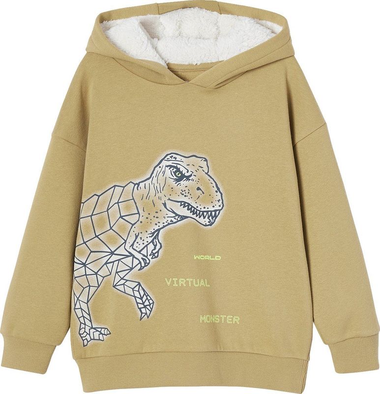 Vertbaudet Jongenssweater met dinomotief en sherpagevoerde capuchon