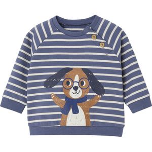 Gestreept - Sweatshirt - Karamel - 100% Katoen - Knoopsluiting op Raglanmouwen