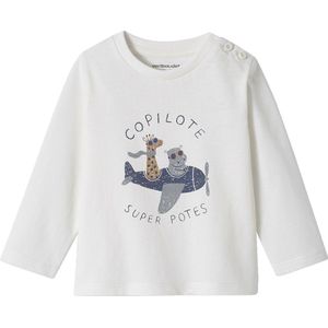 Decoratief T-shirt - Ecru - Babyjongen - Lange Mouwen - Ronde Hals