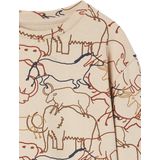 T-shirt - Prehistorische Dierenprint - Ronde Hals - Lange Mouwen - 100% Katoen